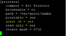 Figure 10. SAMBA Config File: Printers Section