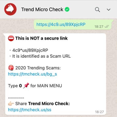Trend Micro Check via Messengers