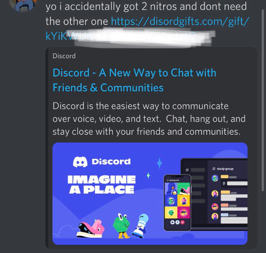 Fake Discord Nitro giveaway server (PLEASE FLOOD!) - Scams - Scammer Info